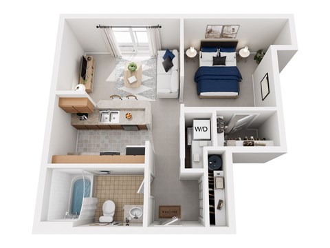 Floor plan for studio, 1 bath, 562 sqft